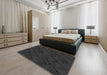 Patterned Carbon Gray Novelty Rug in a Bedroom, pat1045