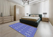 Patterned Sky Blue Rug in a Bedroom, pat1046blu