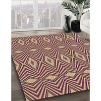 Patterned Brown Red Rug, pat1046brn