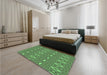 Patterned Green Rug in a Bedroom, pat1046grn