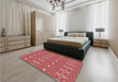 Patterned Light Coral Pink Rug in a Bedroom, pat1046rd