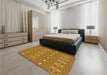 Patterned Tomato Red Rug in a Bedroom, pat1046yw