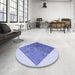 Round Patterned Periwinkle Purple Rug in a Office, pat1047blu