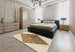 Patterned Khaki Gold Rug in a Bedroom, pat1047brn