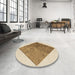 Round Patterned Khaki Gold Rug in a Office, pat1047brn