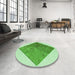 Round Patterned Light Green Rug in a Office, pat1047grn