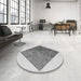 Round Patterned Silver Gray Rug in a Office, pat1047gry