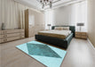 Patterned Deep-Sea Green Rug in a Bedroom, pat1047lblu