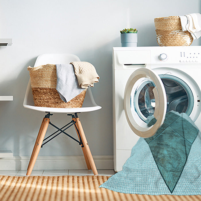 Machine Washable Transitional Deep-Sea Green Rug in a Washing Machine, wshpat1047lblu