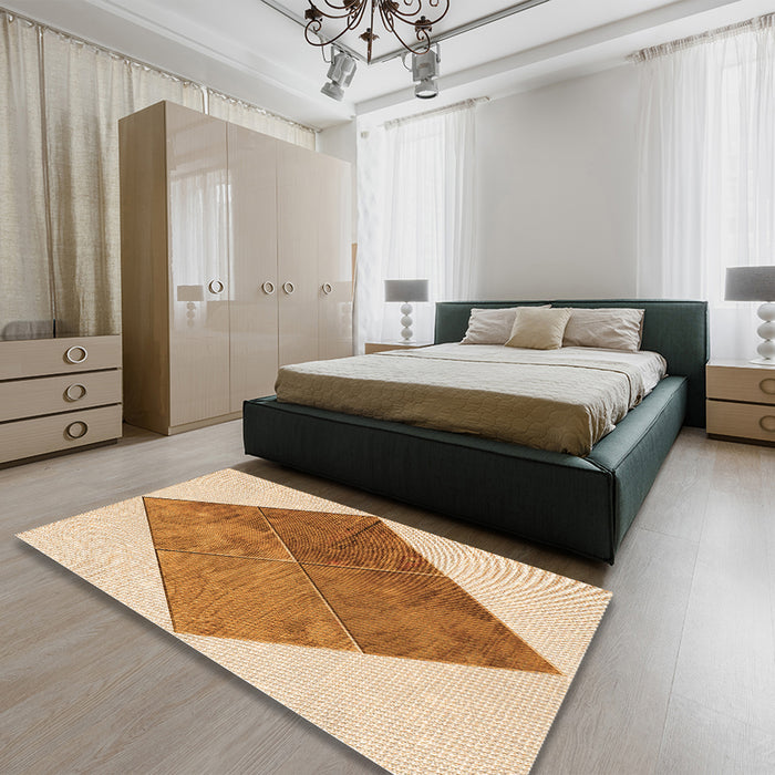 Patterned Pastel Orange Rug in a Bedroom, pat1047org