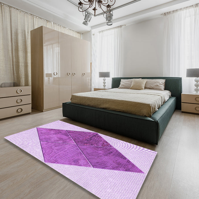 Round Machine Washable Transitional Blossom Pink Rug in a Office, wshpat1047pur
