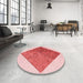 Round Patterned Deep Rose Pink Rug in a Office, pat1047rd