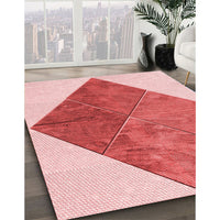 Patterned Deep Rose Pink Rug, pat1047rd