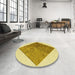 Round Patterned Dark Golden Brown Rug in a Office, pat1047yw