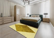 Patterned Dark Golden Brown Rug in a Bedroom, pat1047yw