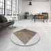 Round Machine Washable Transitional Brown Rug in a Office, wshpat1047