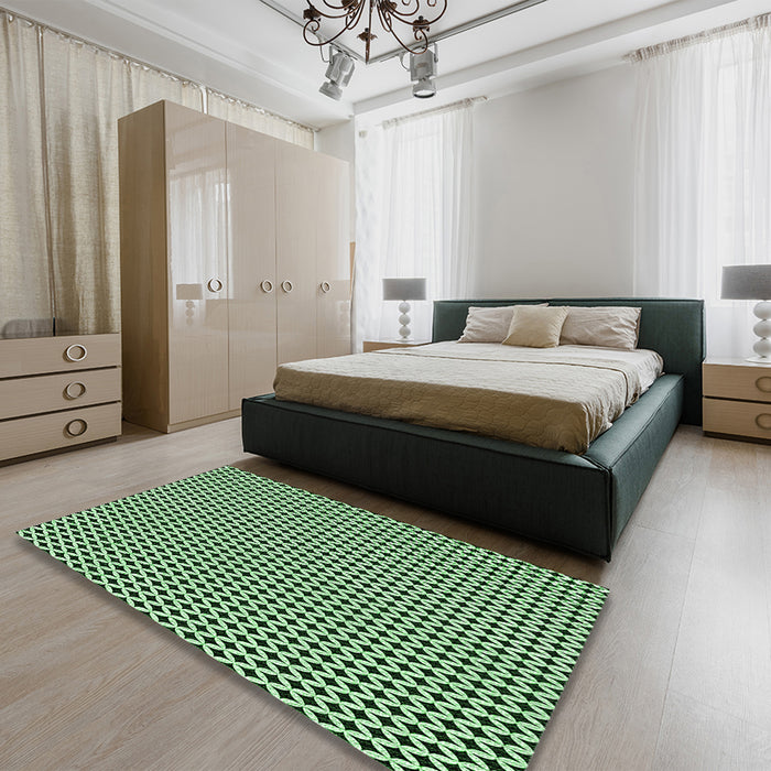 Round Machine Washable Transitional Dark Forest Green Rug in a Office, wshpat1048grn