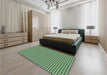 Patterned Dark Forest Green Rug in a Bedroom, pat1048grn