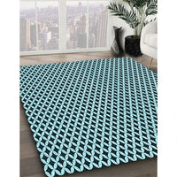 Patterned Deep-Sea Blue Rug, pat1048lblu