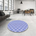 Round Patterned Light Slate Blue Rug in a Office, pat1049blu