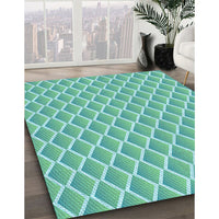 Patterned Turquoise Green Rug, pat1049lblu