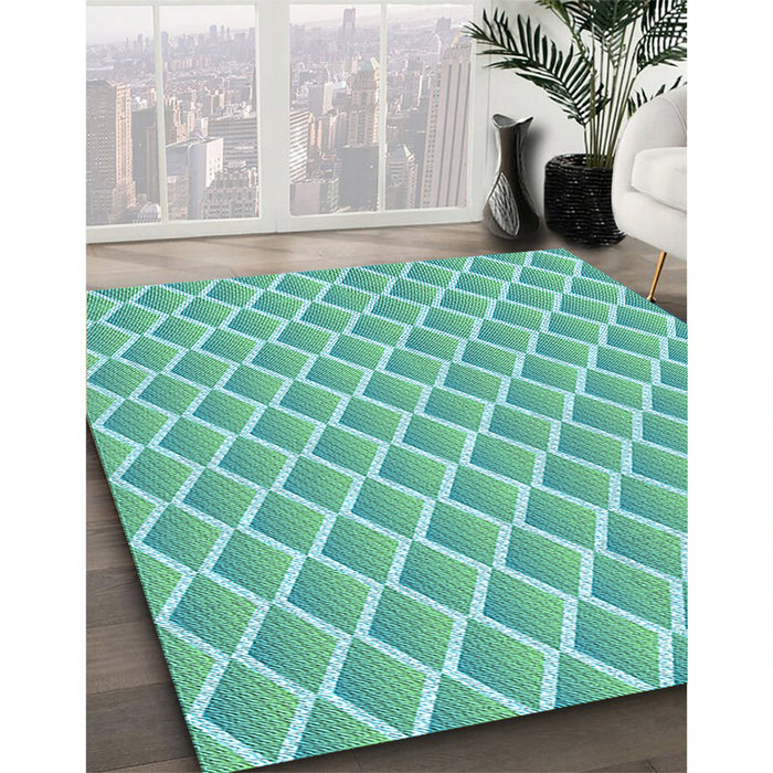 Machine Washable Transitional Turquoise Green Rug in a Family Room, wshpat1049lblu
