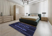 Patterned Black Rug in a Bedroom, pat105blu