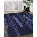 Machine Washable Transitional Black Rug in a Family Room, wshpat105blu