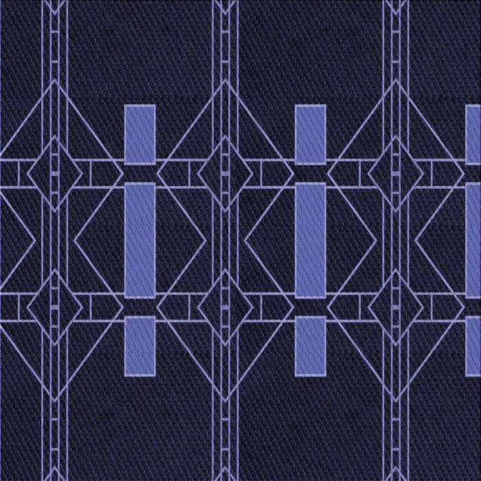 Round Patterned Black Rug, pat105blu