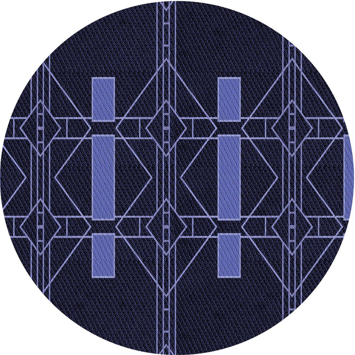 Square Patterned Black Rug, pat105blu