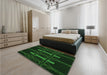 Patterned Green Rug in a Bedroom, pat105grn