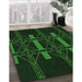 Patterned Green Rug in Family Room, pat105grn