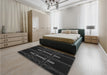 Patterned Black Rug in a Bedroom, pat105gry