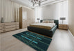 Patterned Black Rug in a Bedroom, pat105lblu