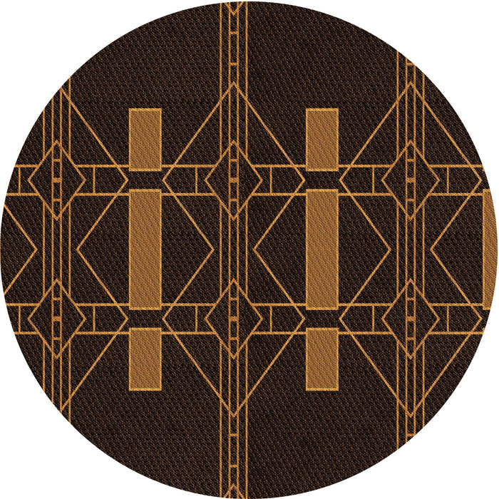 Square Patterned Saddle Brown Rug, pat105org