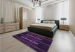 Patterned Deep Purple Rug in a Bedroom, pat105pur