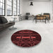 Round Patterned Chocolate Brown Rug in a Office, pat105rd