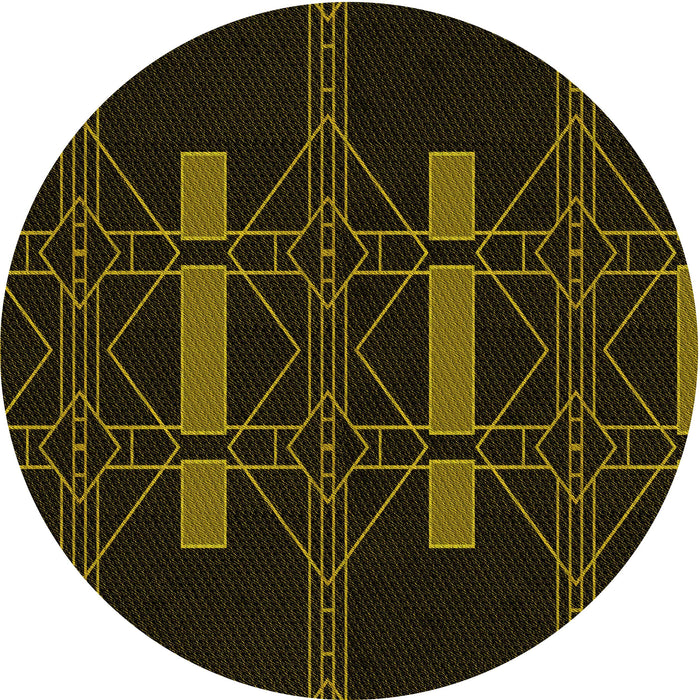 Square Patterned Black Rug, pat105yw