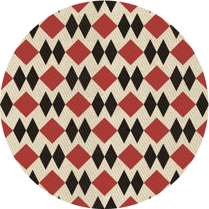 Square Patterned Saffron Red Rug, pat1050brn