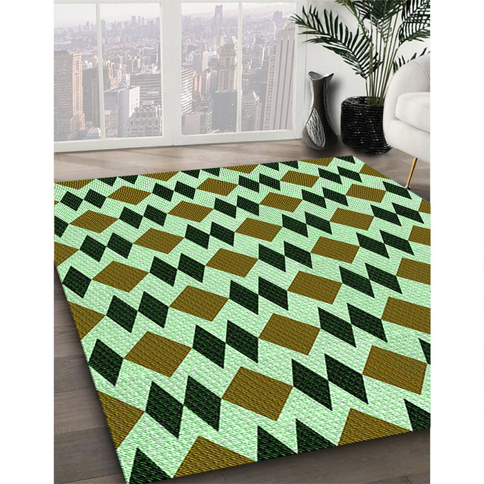 Machine Washable Transitional Light Green Rug in a Family Room, wshpat1050grn