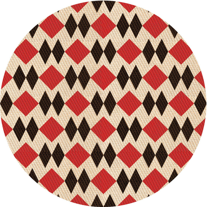 Square Patterned Crimson Red Rug, pat1050org