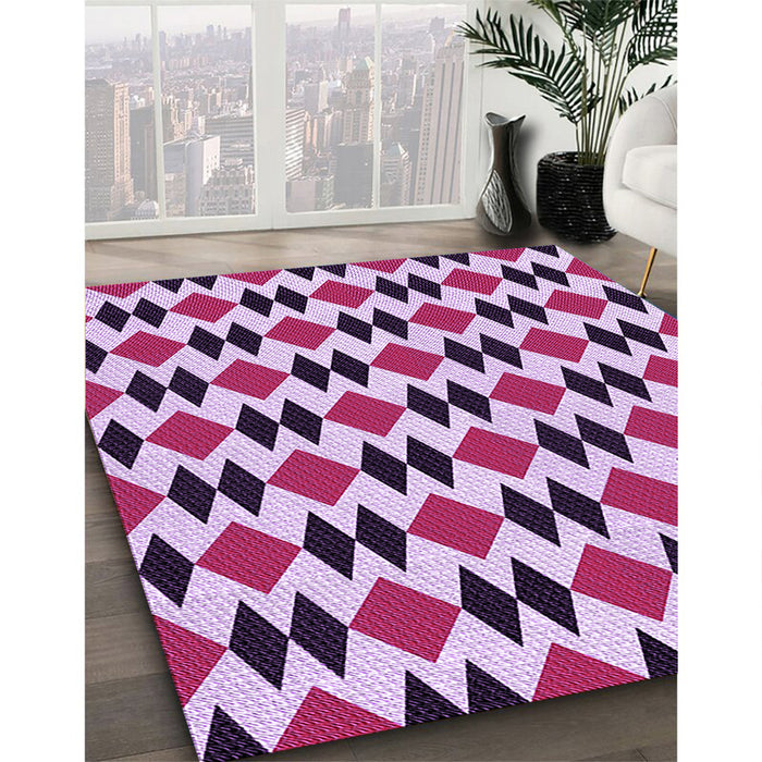 Patterned Blossom Pink Rug in Family Room, pat1050pur