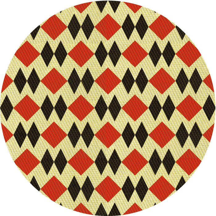 Square Patterned Saffron Red Rug, pat1050yw