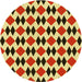 Square Patterned Saffron Red Rug, pat1050yw