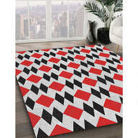 Patterned Saffron Red Novelty Rug, pat1050