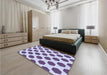 Patterned Bright Grape Purple Rug in a Bedroom, pat1051blu