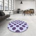 Round Patterned Bright Grape Purple Rug in a Office, pat1051blu