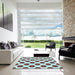 Square Patterned Blue Rug in a Living Room, pat1051lblu