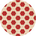 Square Patterned Deep Peach Orange Rug, pat1051org