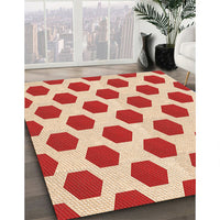 Patterned Deep Peach Orange Rug, pat1051org